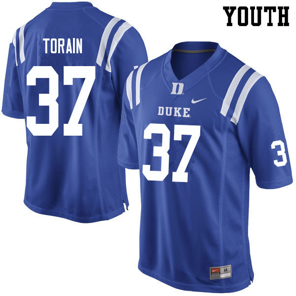 Youth #37 Ken Torain Duke Blue Devils College Football Jerseys Sale-Blue